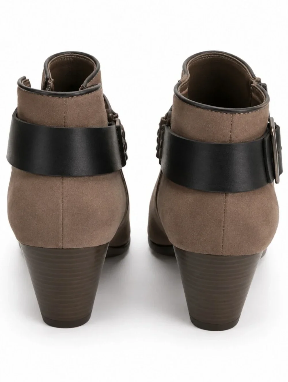 Michael by Michael Shannon Jessalyn Taupe Faux Suede Buckle Ankle Booties Sz 9.5